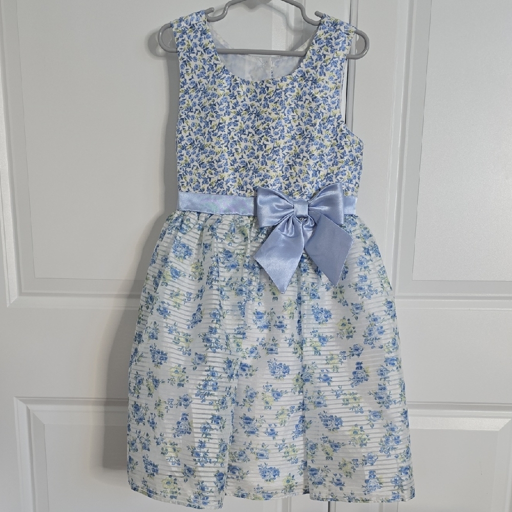 Floral Blue and White Kids Dress